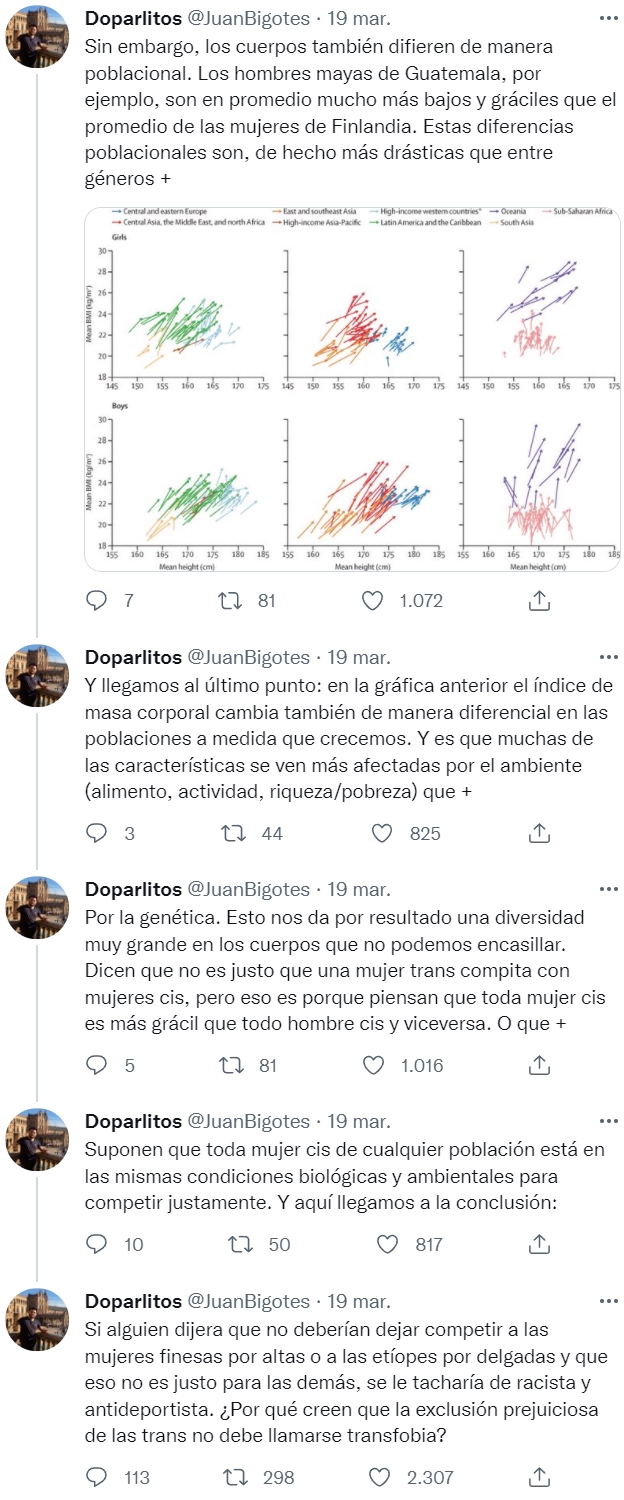 Atentos porque viene DON 100CIA a explicarnos por qué la discusión sobre los atletas trans es una tontería