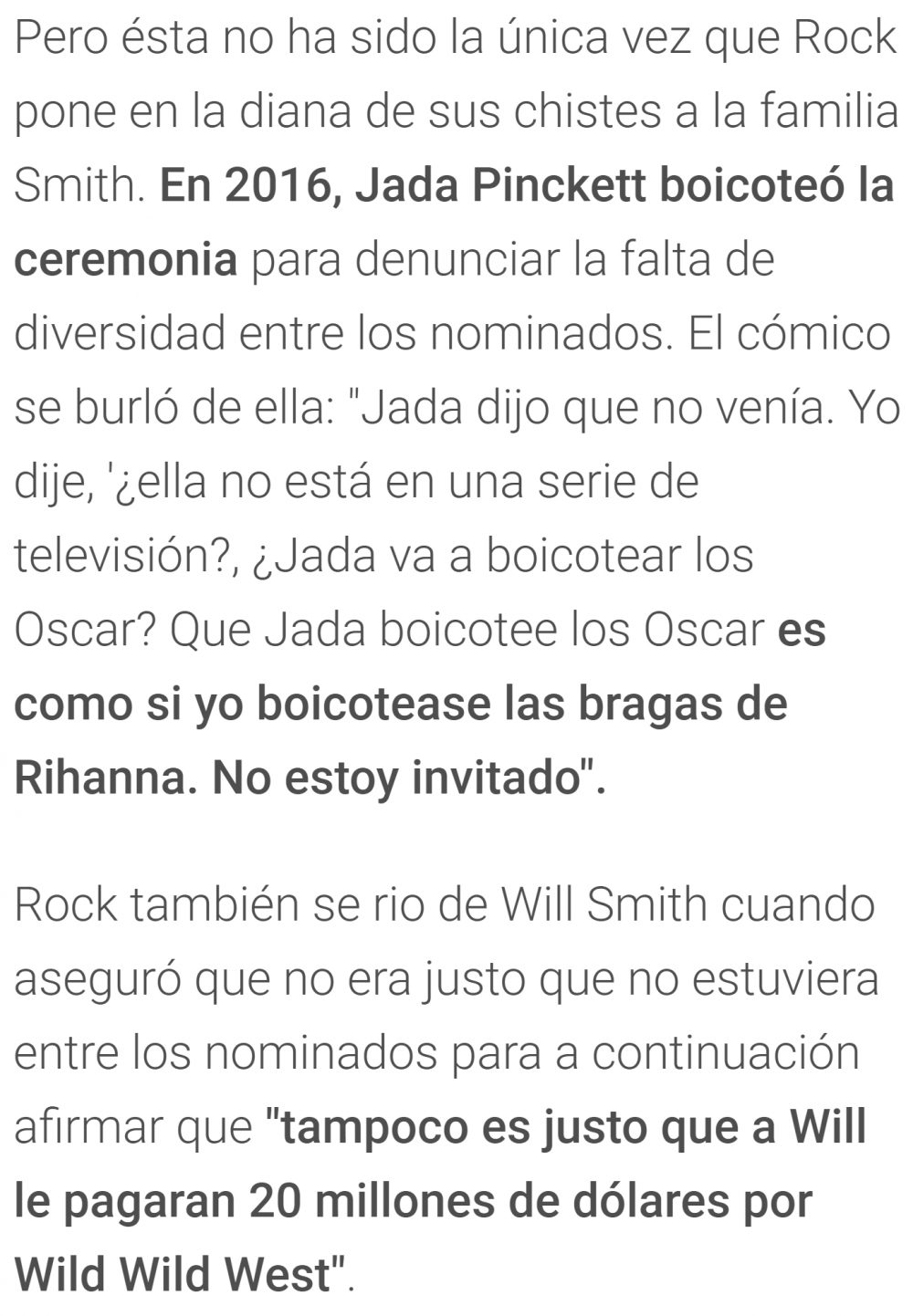 Will Smith le mete un tortazo a Chris Rock en la gala de los Oscar, por hacer un chiste sobre su mujer