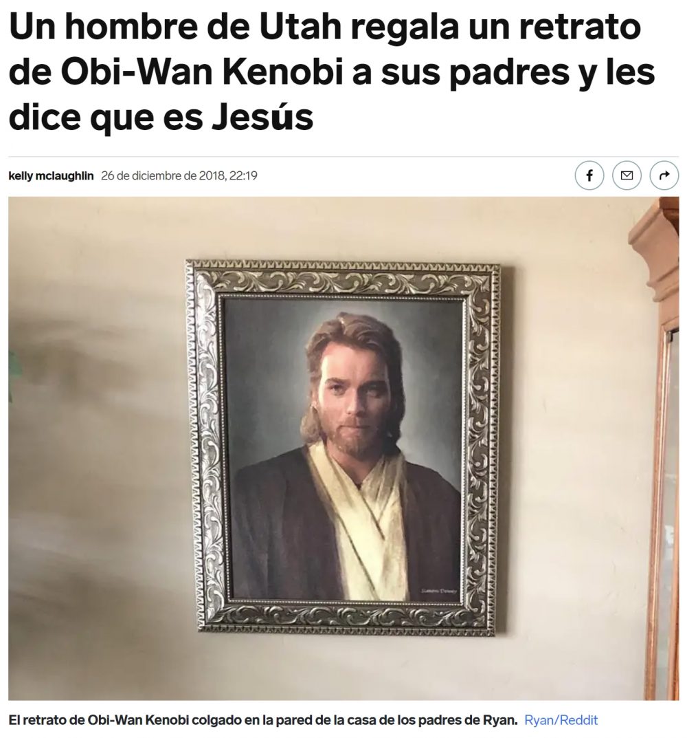 Cuando un trolaso le regaló un retrato de Obi-Wan Kenobi a sus padres y les dijo que era un Jesucristo