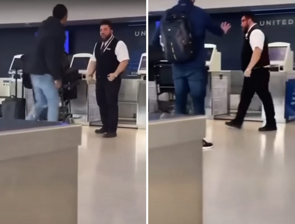 El jugador de la NFL Brendan Langley se enfrenta a un empleado de United Airlines