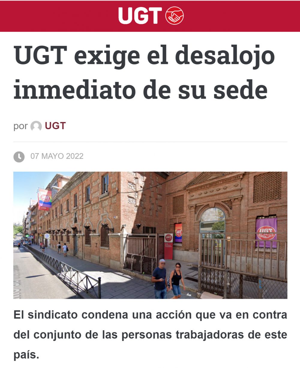 Okupan la sede de UGT en Madrid