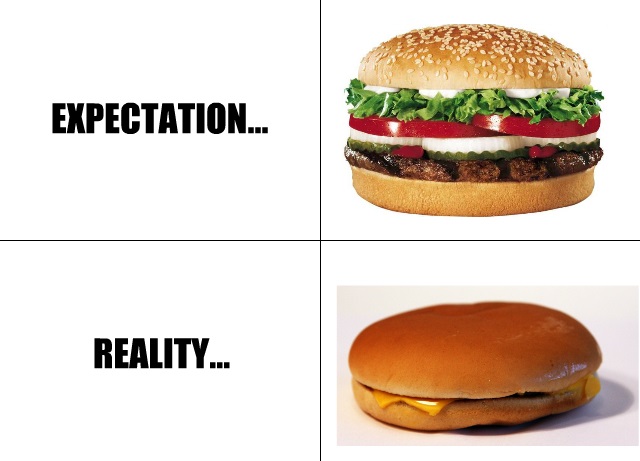 La verdad es que los anuncios de hamburguesas son una timada espectacular