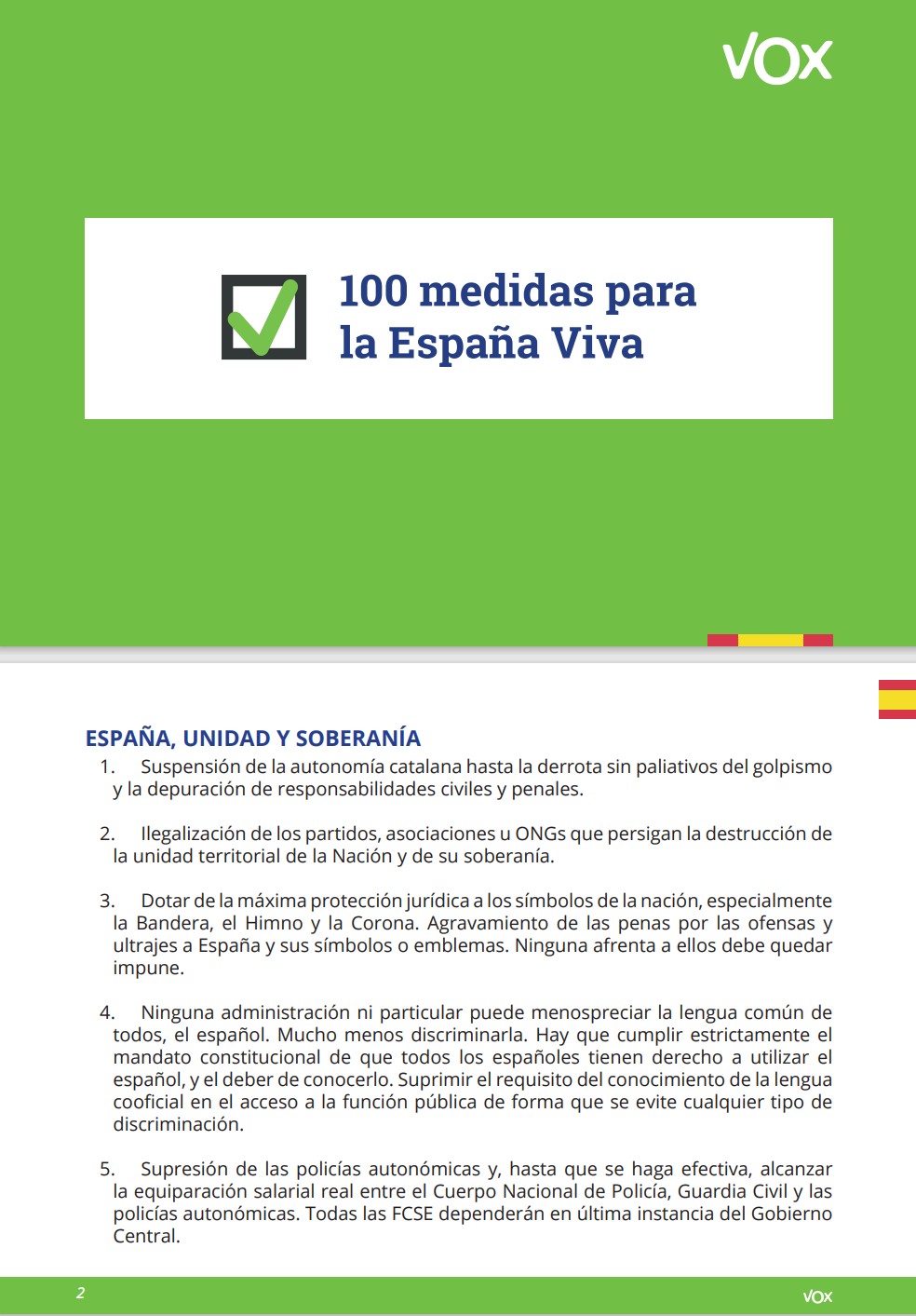 Estos son los 5 primeros puntos del programa electoral que VOX ha presentado para las elecciones de Andalucía