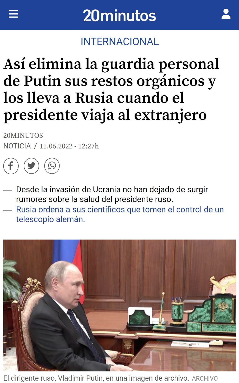 ¿Sabías que Putin se lleva de viaje su propio inodoro por todo el mundo para que nadie pueda acceder a sus restos biológicos?
