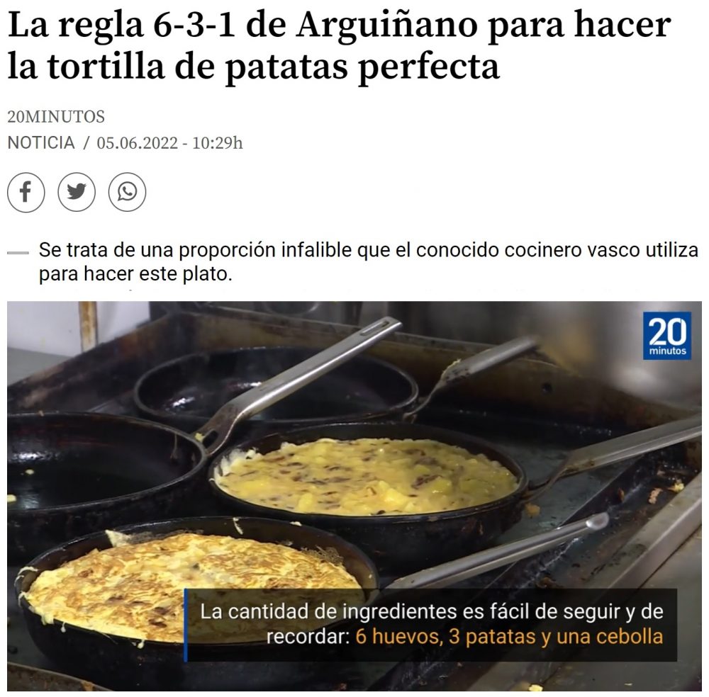 La regla infalible 6-3-1 de Karlos Arguiñano para una tortilla de patata perfecta: 6 huevos, 3 patatas y UNA CEBOLLA