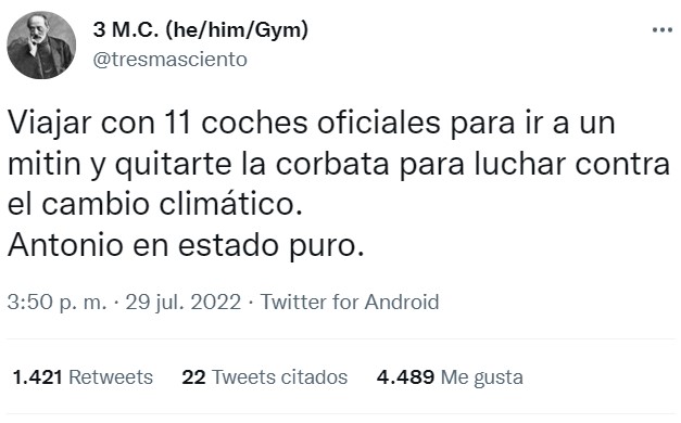 Parece que el vídeo de Ángel Martín pidiendo que el "pequeño esfuerzo" lo hagan los políticos ha surtido efecto: PDRO SNCHZ se quita la corbata para ahorrar energía