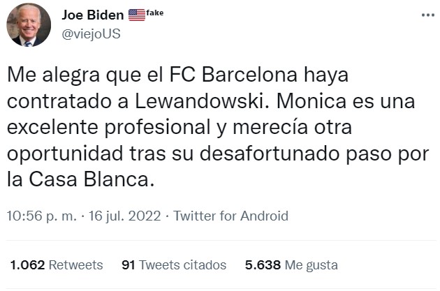Esta cuenta fake de Biden es como El Mundo Today: parodia pero no tanto...
