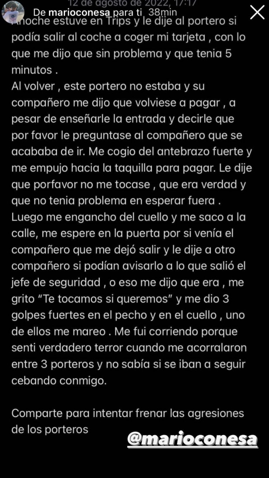 Un portero de discoteca agrede y amenaza a un joven: "Te tocamos si queremos"