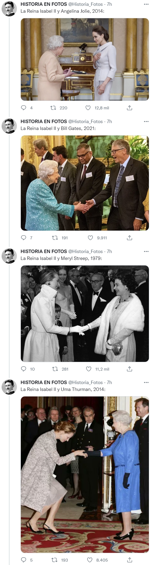 La Reina Isabel II con personajes importantes de la historia