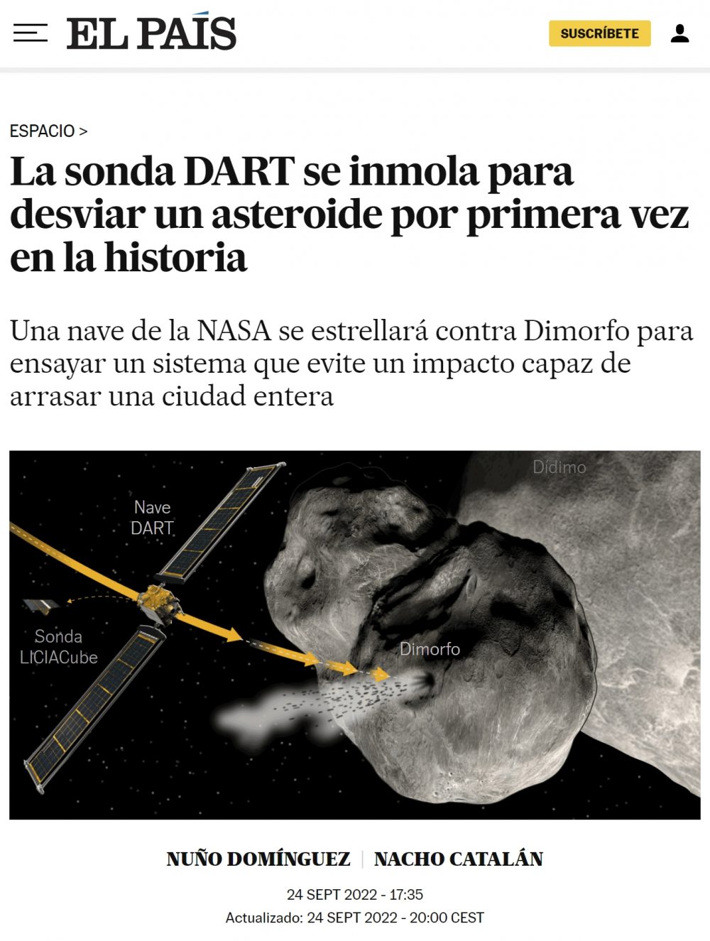 La NASA va a hacer un simulacro: pretenden desviar un asteroide inmolando la sonda DART