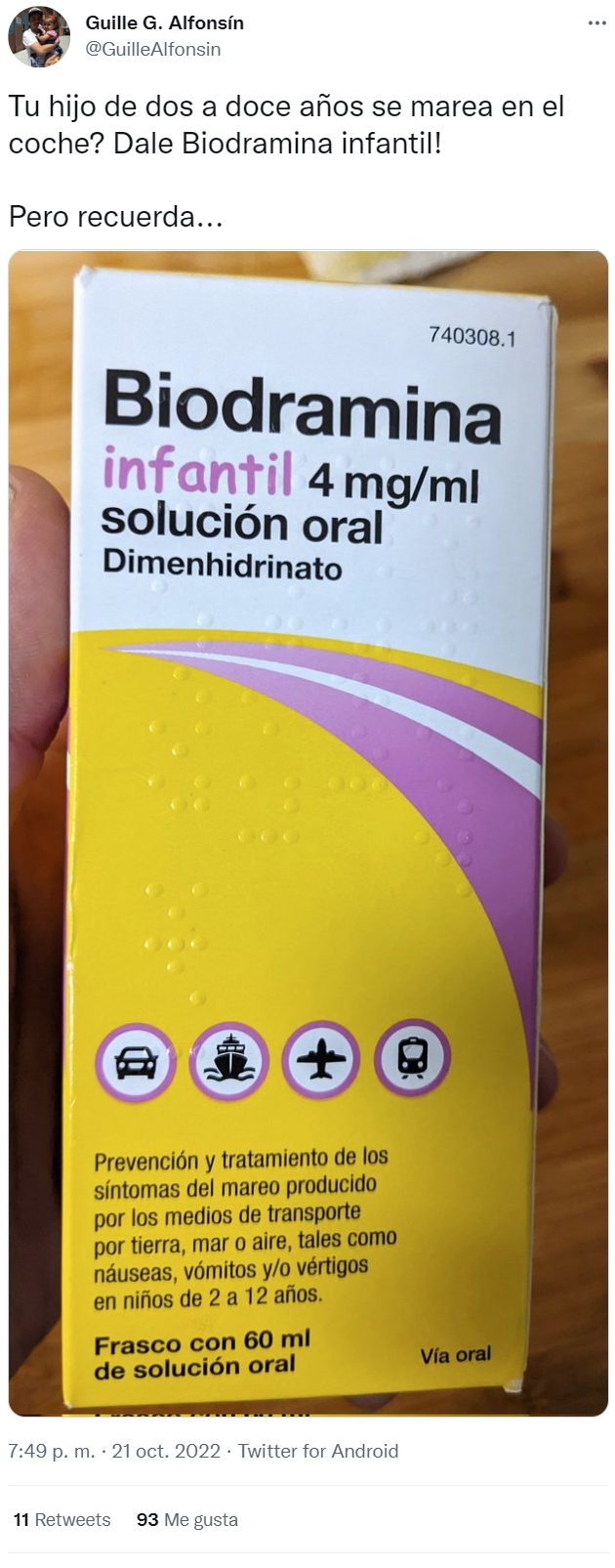 Biodramina Infantil. Está bien, pero cuidado...