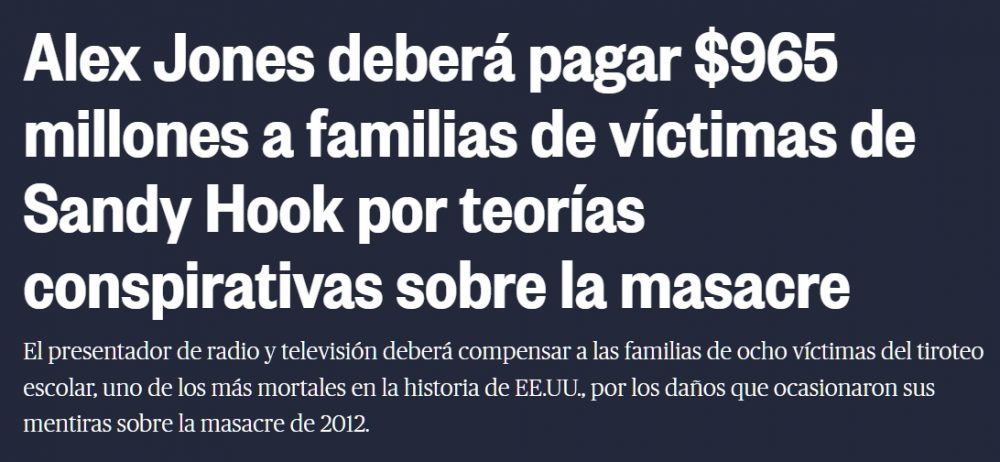 Casi 1000 millones de dólares de indemnización por esparcir bulos sobre una masacre