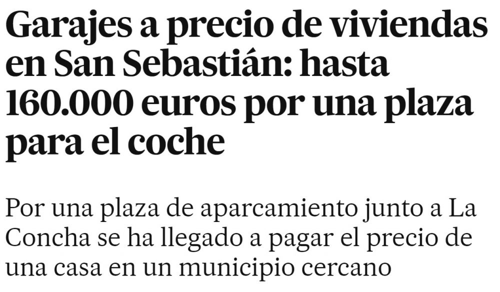 160.000 euros por una plaza de garaje en San Sebastián