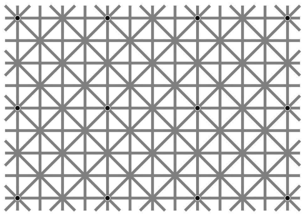 Esta imagen tiene doce puntos negros, pero tus ojos no te permitirán verlos todos a la vez
