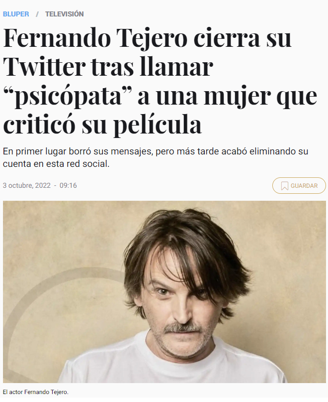 Fernando Tejero lleva las críticas un poco regular...