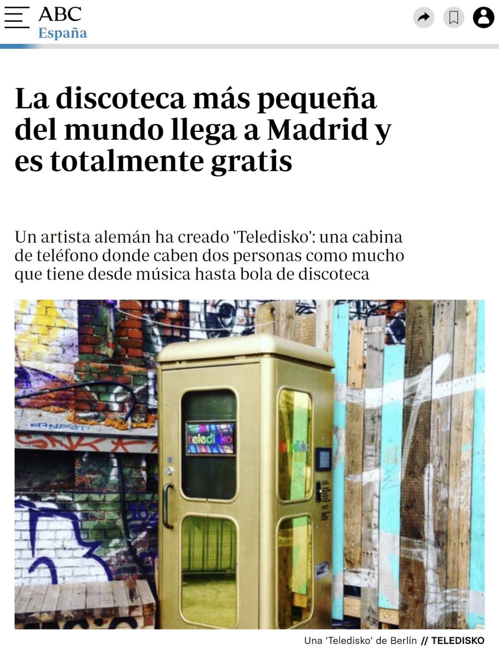 La discoteca más pequeña se llama "Teledisko", está en Madrid y... es muy pequeña