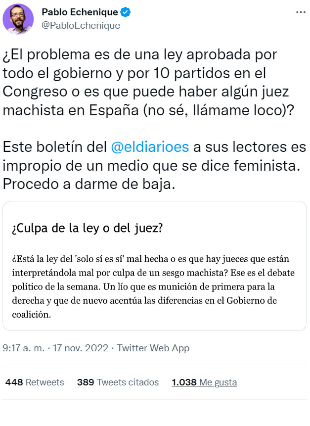 Os traduzco el tuit: "Ignacio Escolar, ¡DISIDENTE!"
