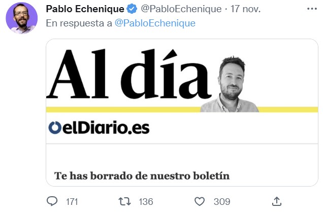 Os traduzco el tuit: "Ignacio Escolar, ¡DISIDENTE!"