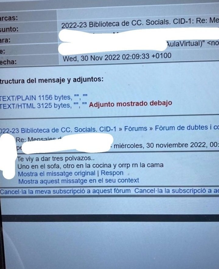 Un profesor de la Universidad de Valencia se ha equivocado y ha enviado mensajes "subidos de tono" por correo a un foro con alumnos y profesores