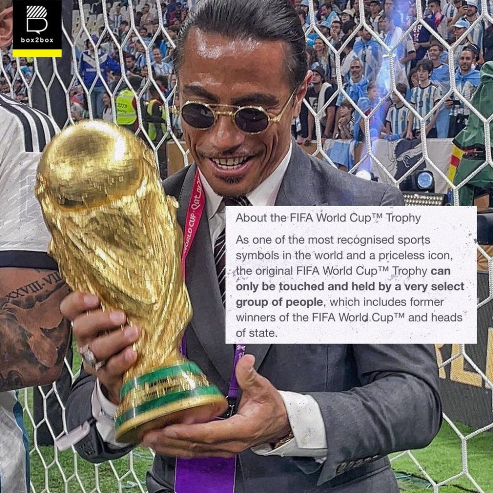Recopilatorio de momentos incómodos creados por 'Salt Bae' intentando acaparar la copa del mundo