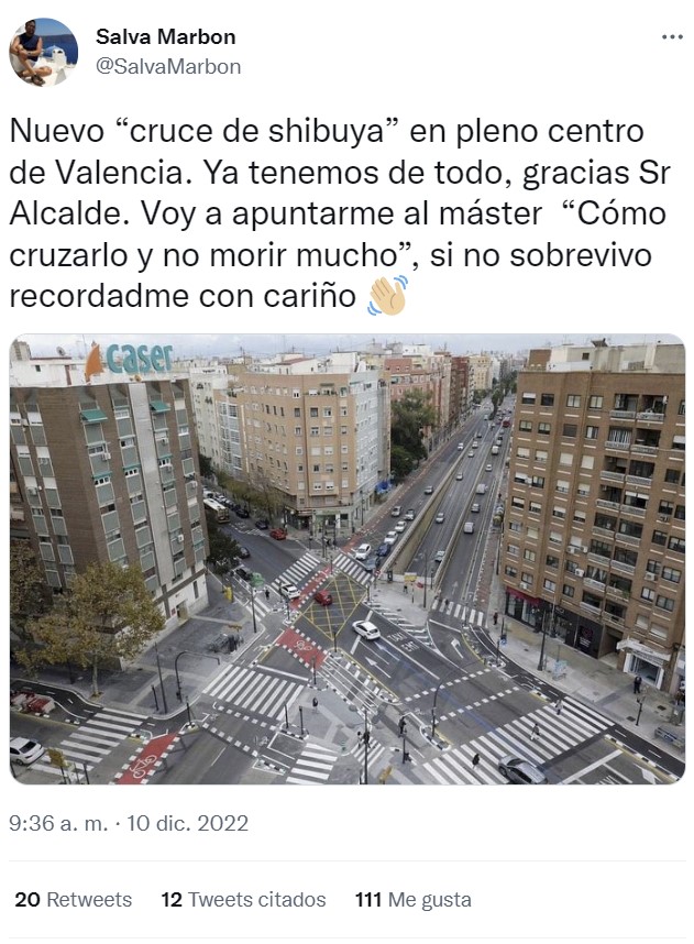 Nuevo cruce infernal estrenado en el centro de Valencia