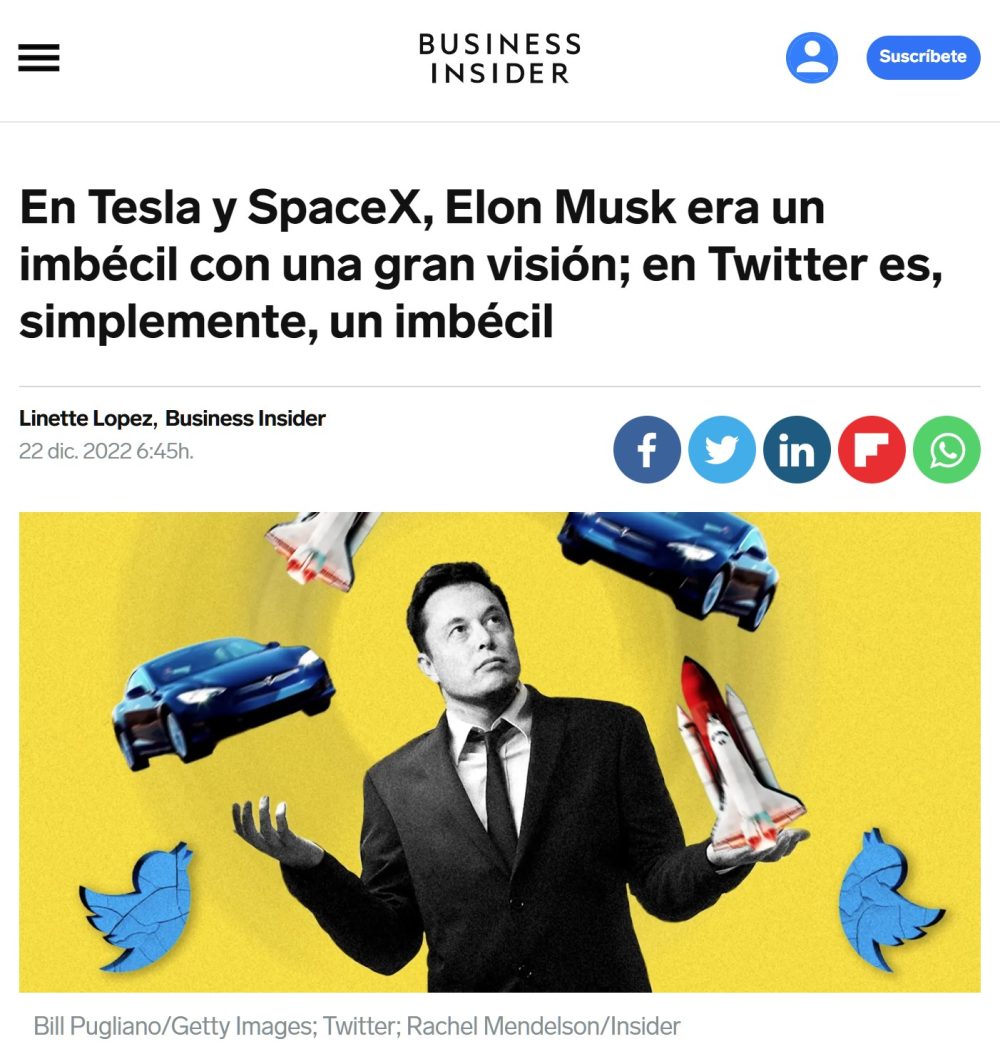 En Business Insider no parecen ser muy fans de Elon Musk...
