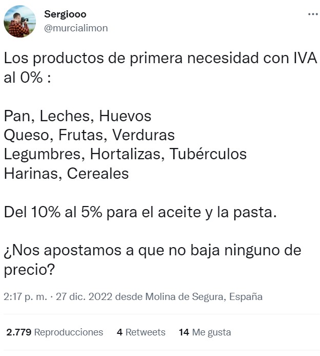 El Gobierno elimina el IVA de los productos de primera necesidad