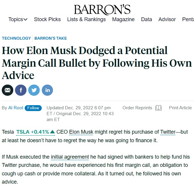 OJO: Parece que Elon Musk sufre su primer margin cal.