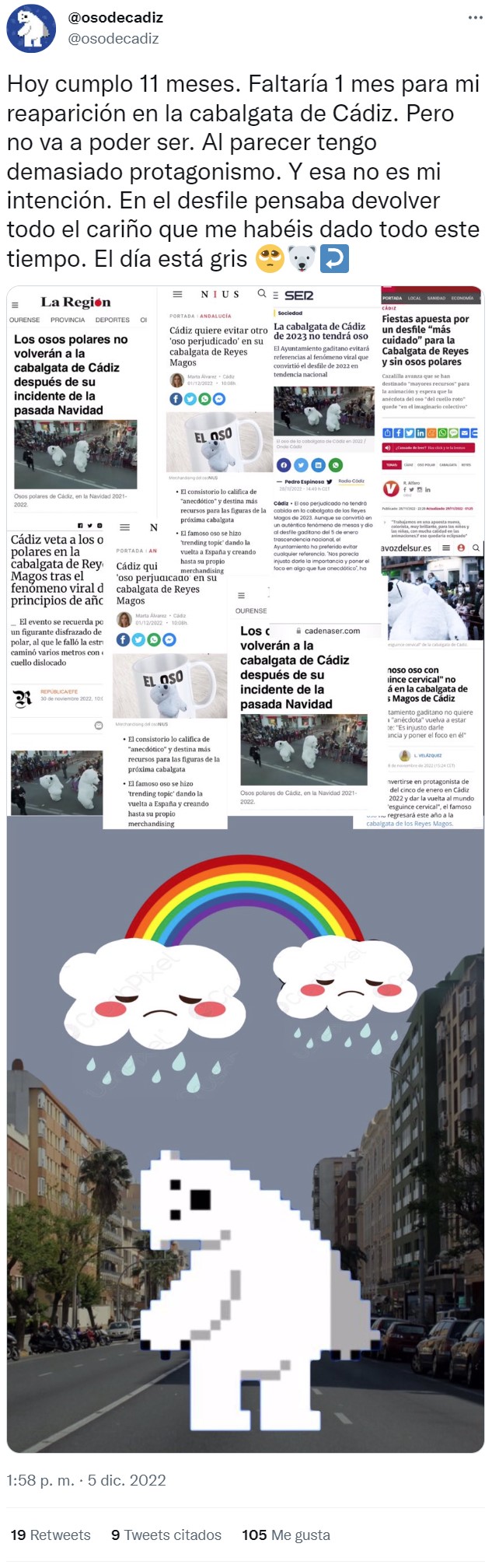 QUE VUELVA EL OSO PERJUDICADO