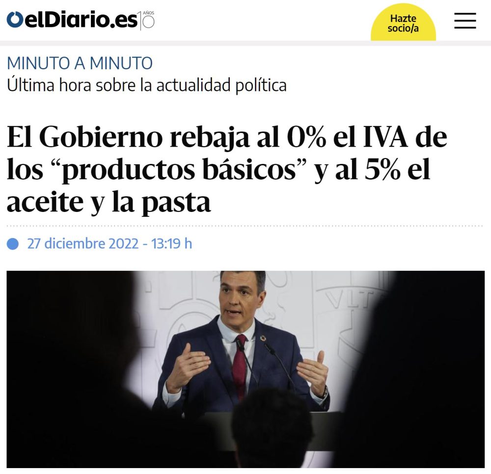 El Gobierno elimina el IVA de los productos de primera necesidad