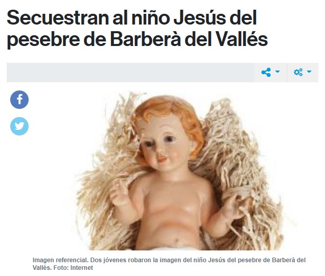 Policías de Barberá del Vallés se llevan todos los días al Niño Jesús para que no lo roben