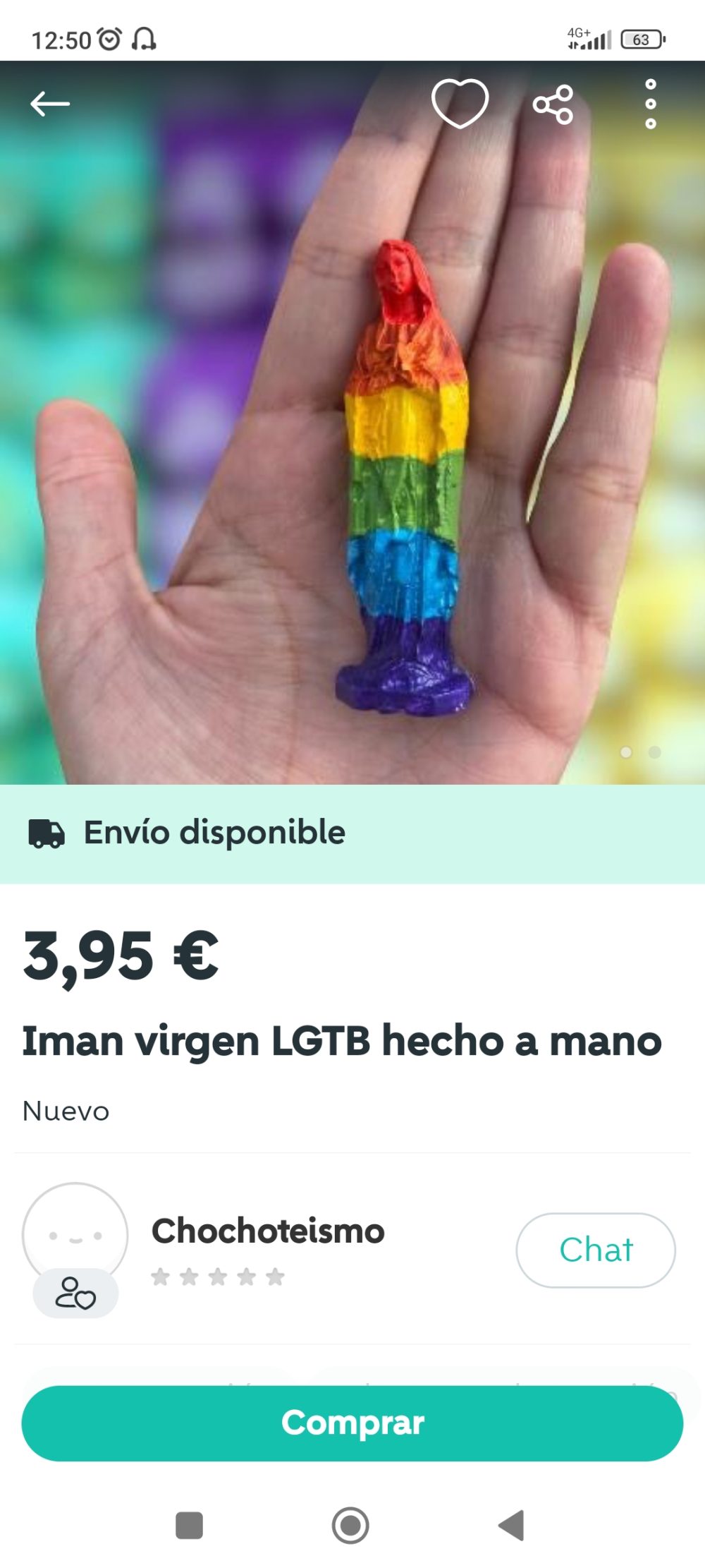 "Imán virgen LGTB hecho a mano"
