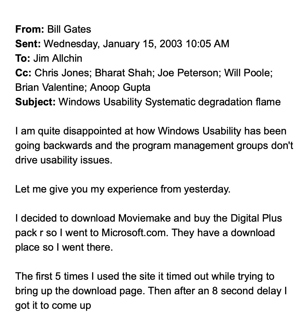 Cuando Bill Gates fue incapaz de instalar Microsoft Movie Maker, y escribió un e-mail a su equipo quejándose y pidiendo soluciones