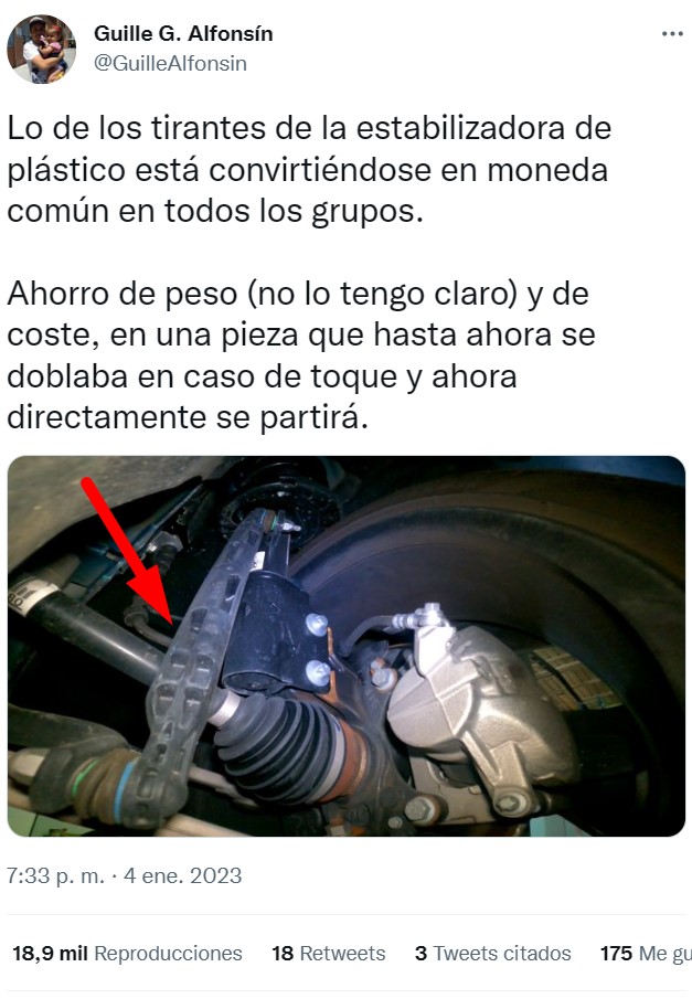 Llegan los componentes de plástico al tren de rodaje