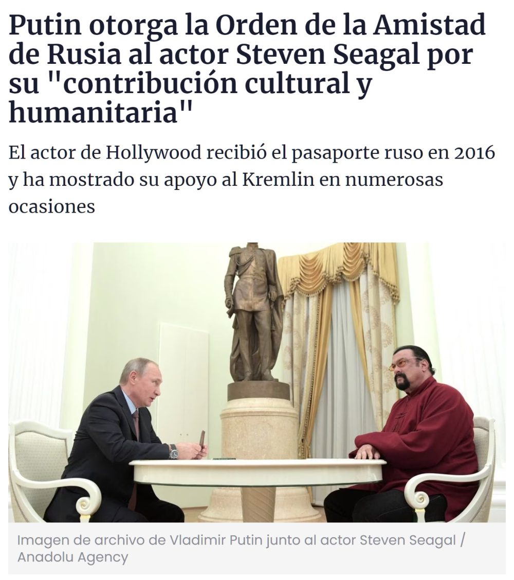 Putin es muy fan de Steven Seagal
