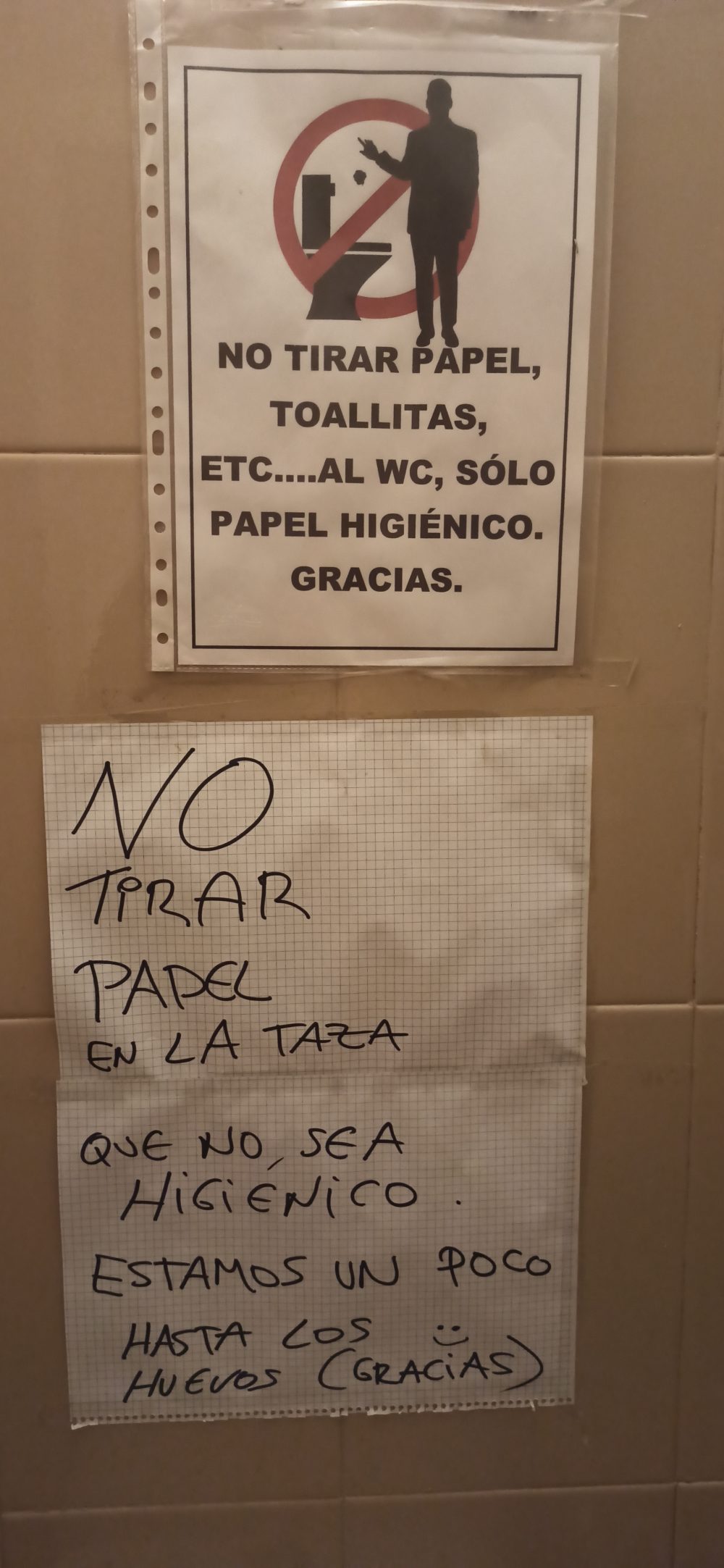 No tiréis toallitas al WC... ÚLTIMO AVISO.