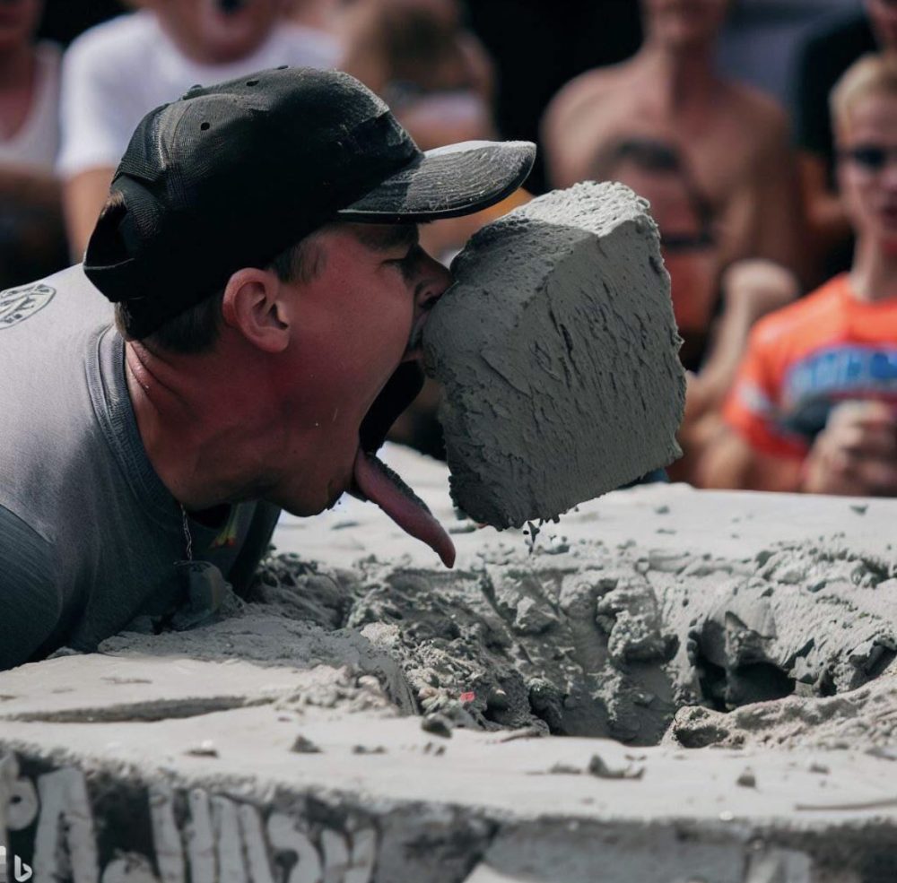 Concurso anual de comer hormigón (Generado por IA)