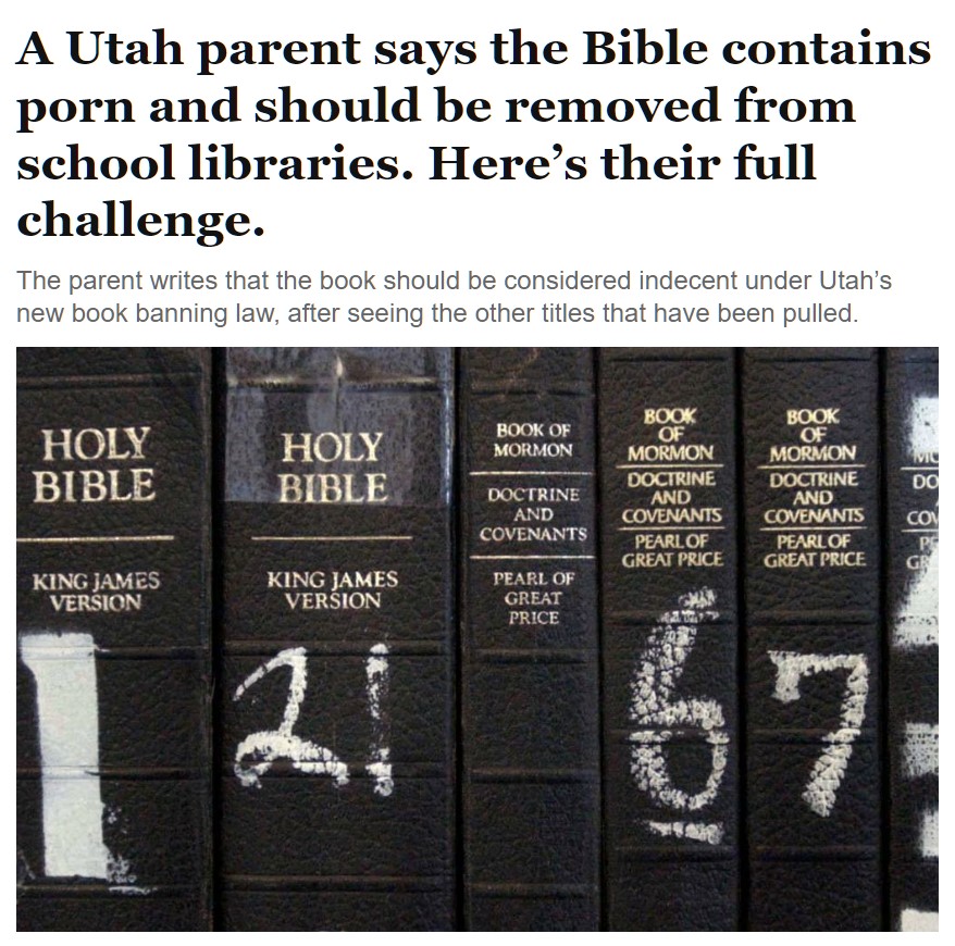 Un padre de Utah dice que la Biblia contiene p*rnоgrafía y debe retirarse de las bibliotecas escolares