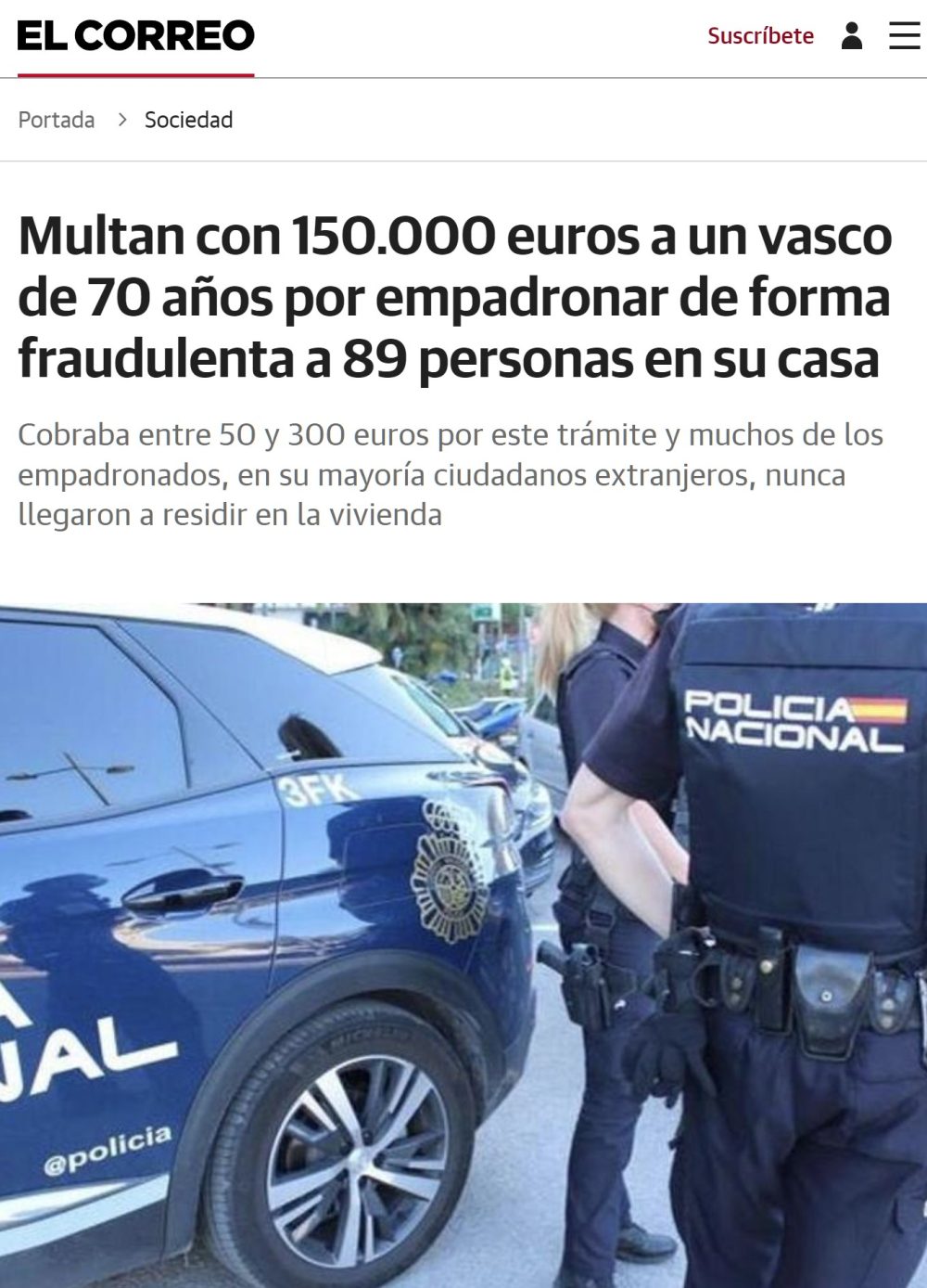 Cobraba entre 50 y 300 euros por empadronar gente en su piso para cobrar ayudas