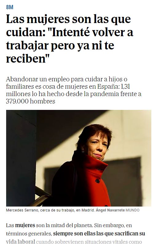 "Las mujeres son las que cuidan"