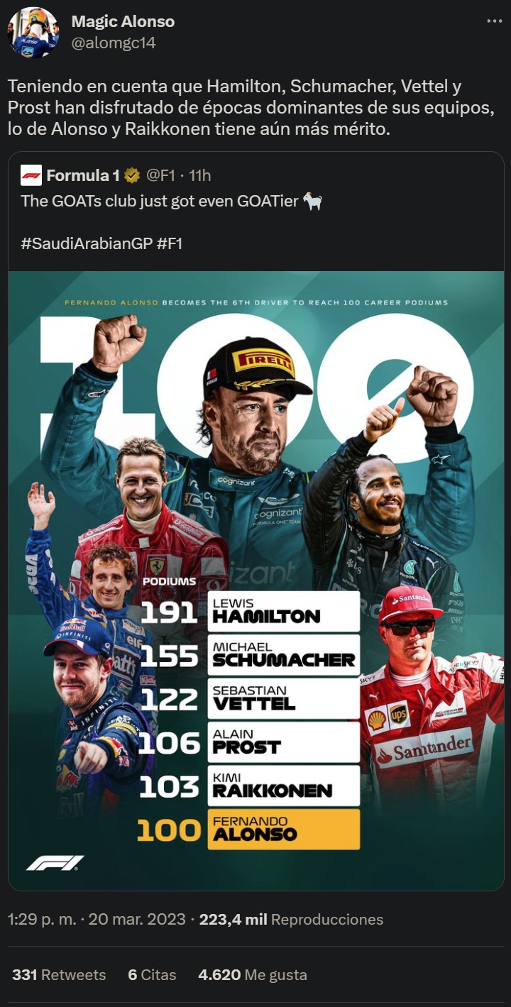 "Fernando Alonso se merecía el podio pero hemos reclamado como ratas algo que nunca se sancionó, y finalmente me han dado el trofeo a mí sin mereserlo equisdé"