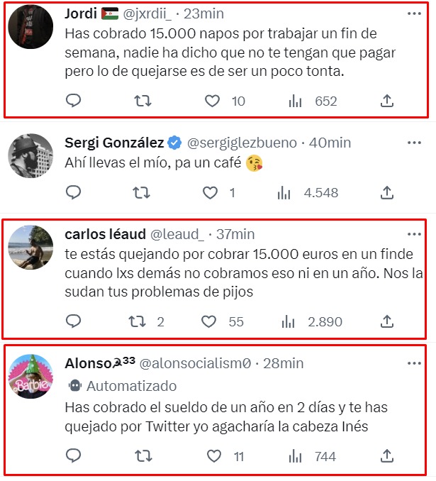 Inés Hernand está llorando en redes porque cobró menos que sus dos compañeros por presentar el Benidorm Fest