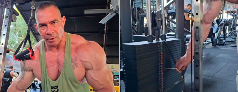 Un caballero rocoso nos explica la separación por colores de las pesas en las máquinas de su gimnasio: "Aquí estamos los de los inyectables, los que nos vamos a morir dentro de poco"