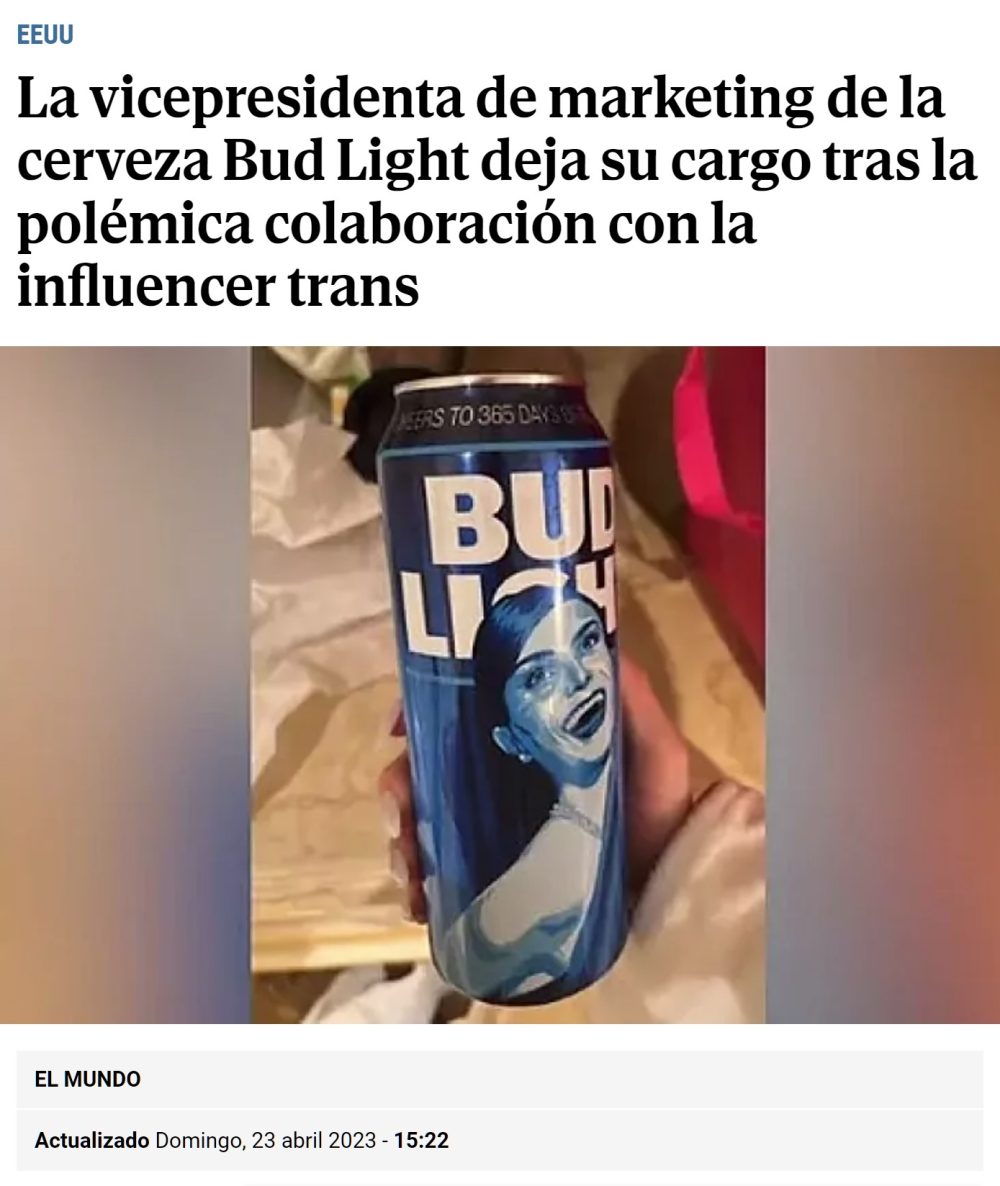 La vicepresidenta de marketing de la cerveza Bud Light dimite tras la polémica del anuncio protagonizado por una influencer trans