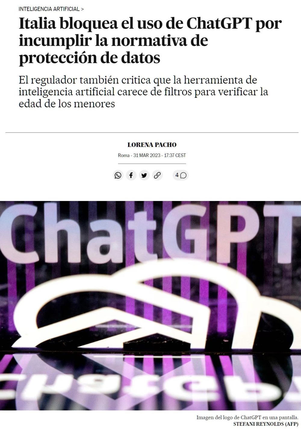 Italia prohibe ChatGPT