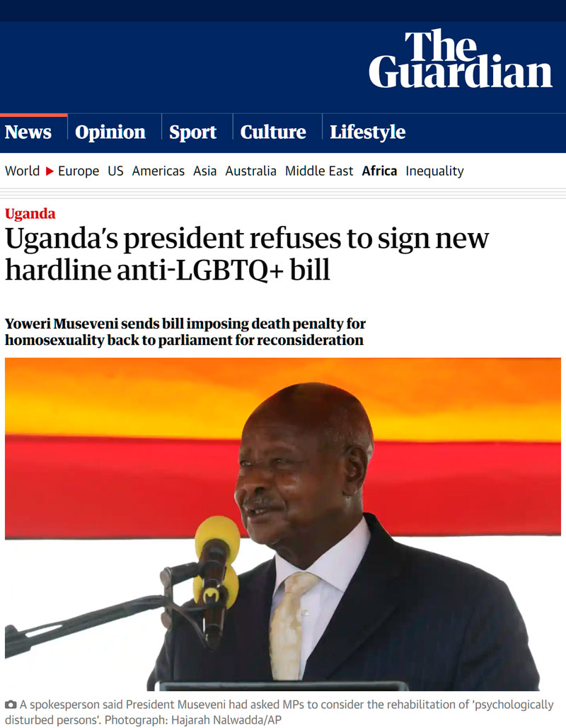 El presidente de Uganda rechaza la nueva ley anti-gаy por no ser lo suficientemente dura