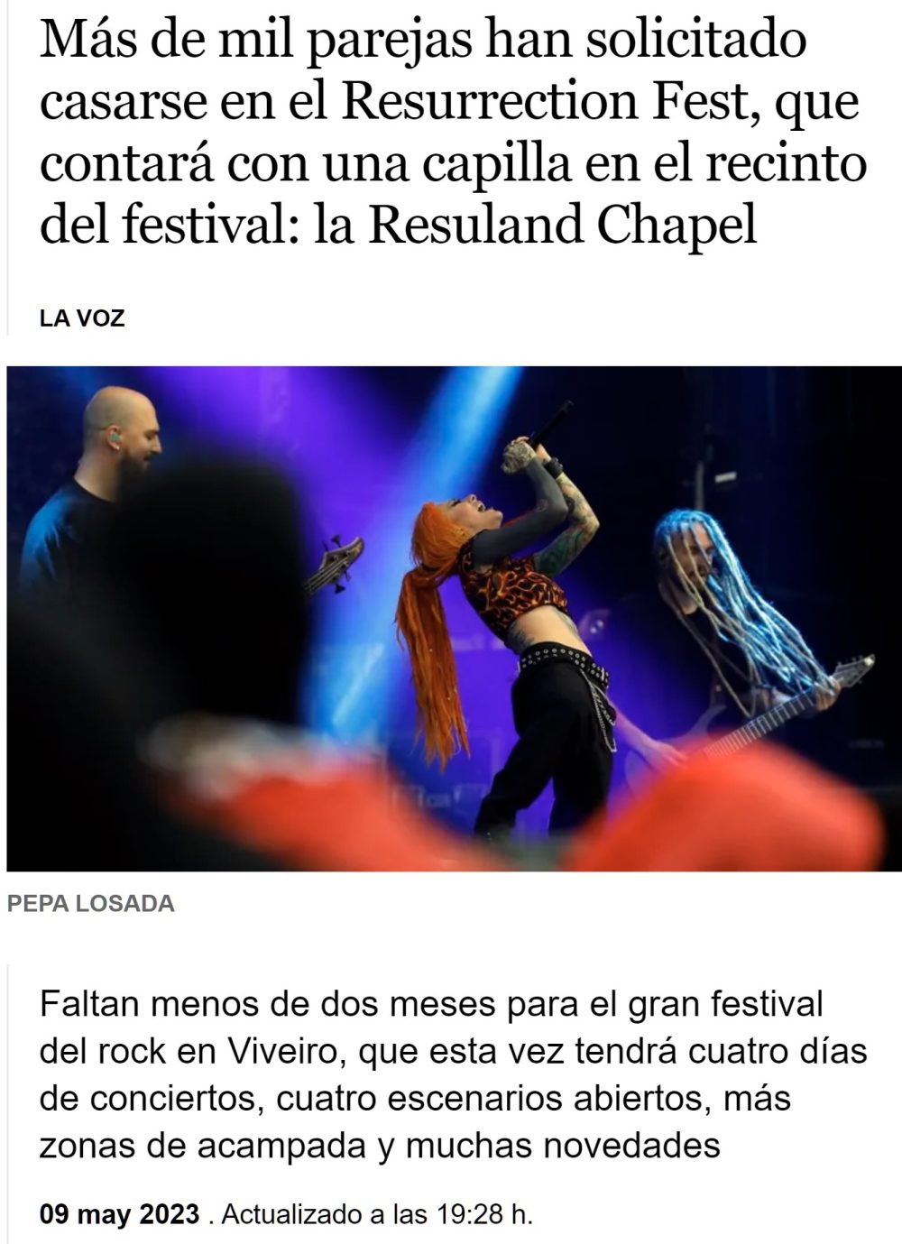 Más de 1000 personas se casarán dentro del Resurrection Fest (festival de metal y punk)