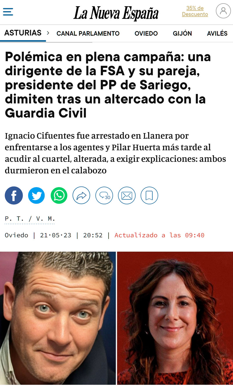 Detienen a un dirigente de la FSA-PSOE y luego a su novia del PP cuando acudió al cuartel.