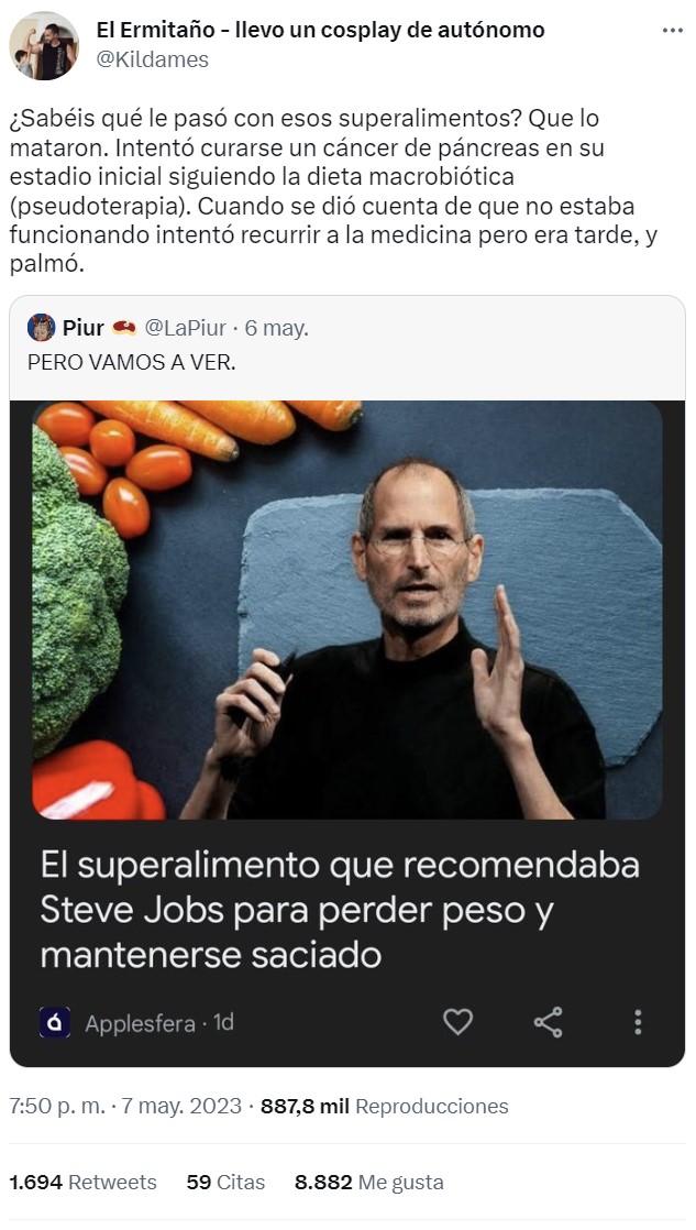 Titular alternativo: "la pseudociencia que mató a Steve Jobs"