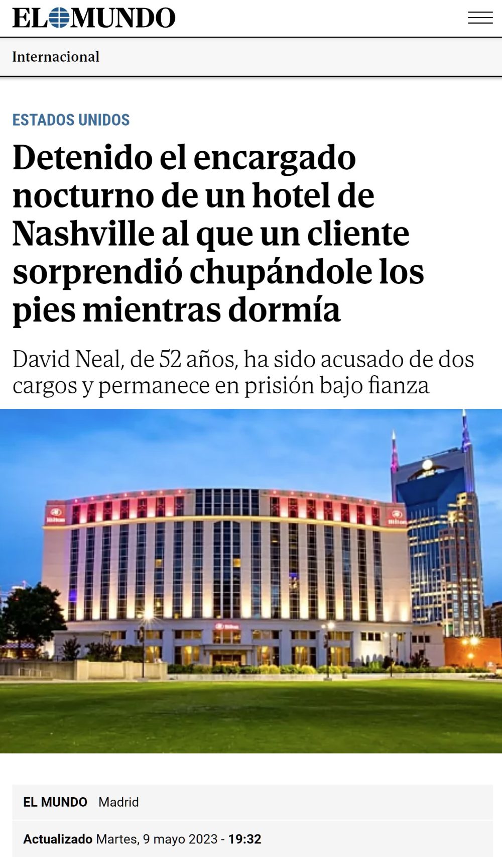 Detienen a un murciano en un hotel de Nashville